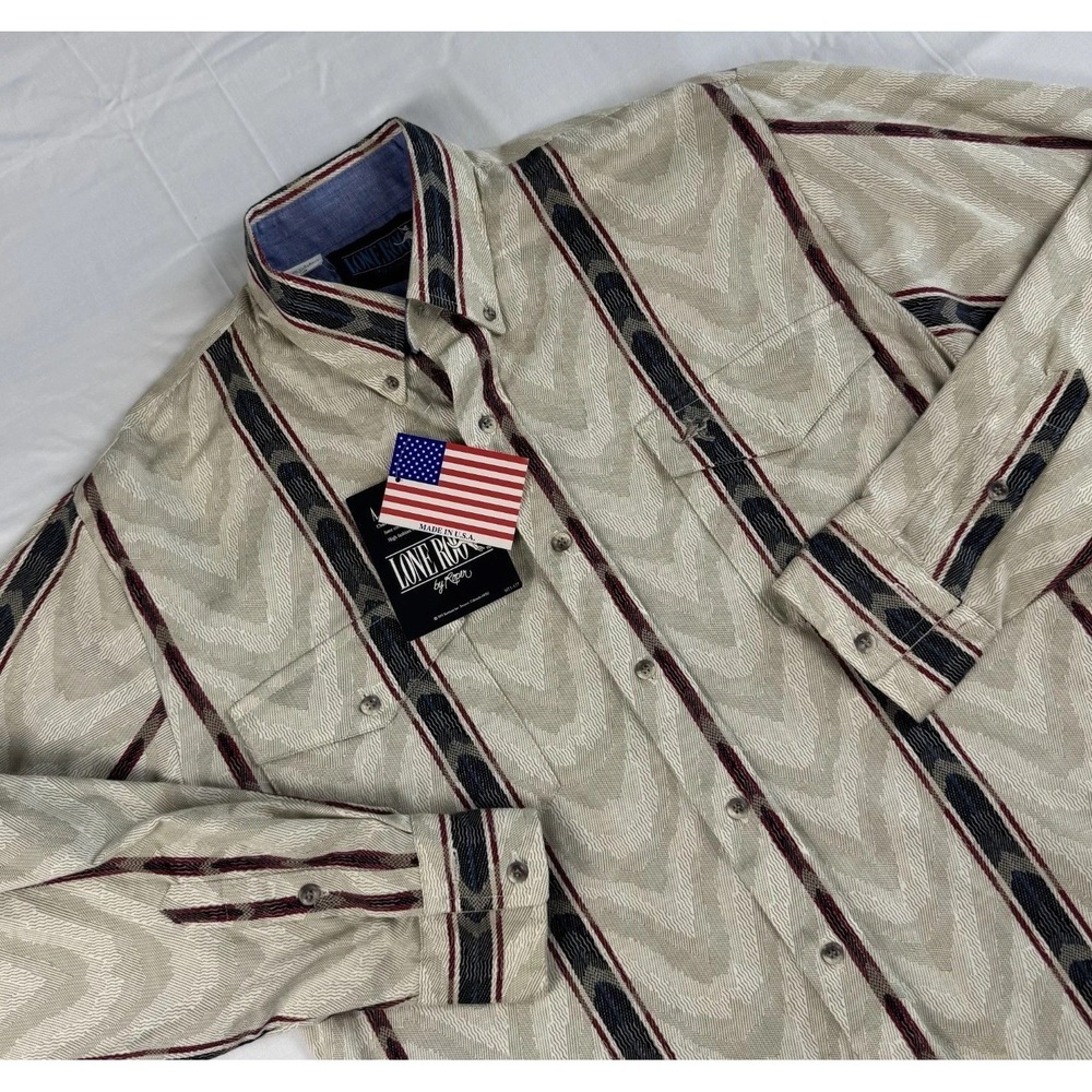 Vintage NWT Lone Roo by Roper Long Sleeve 100% Cotton Button Down Mens L